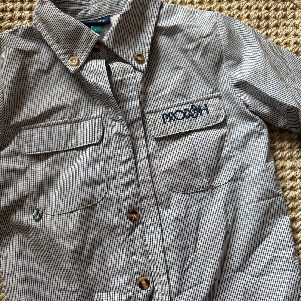 Prodoh Kids Button Down Lightweight Outdoor Shirt, blue & white size 4T